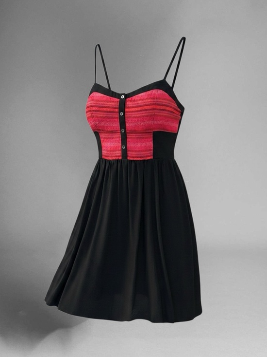 Express Dresses & Skirts - Express Black Mini Dress with Pink Stripe Bodice